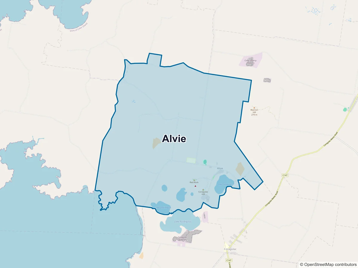 Map of Alvie, VIC, Australia