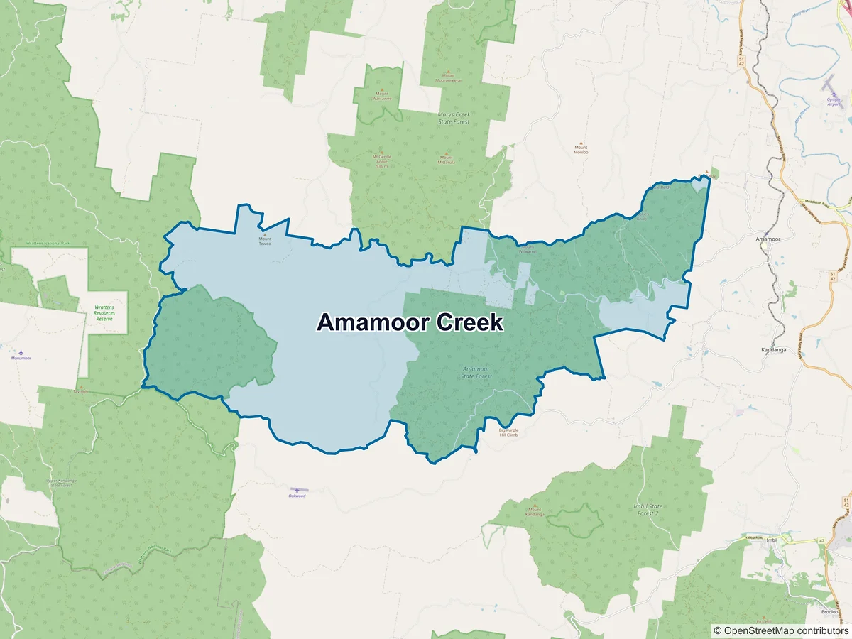 Map of Amamoor Creek, QLD, Australia