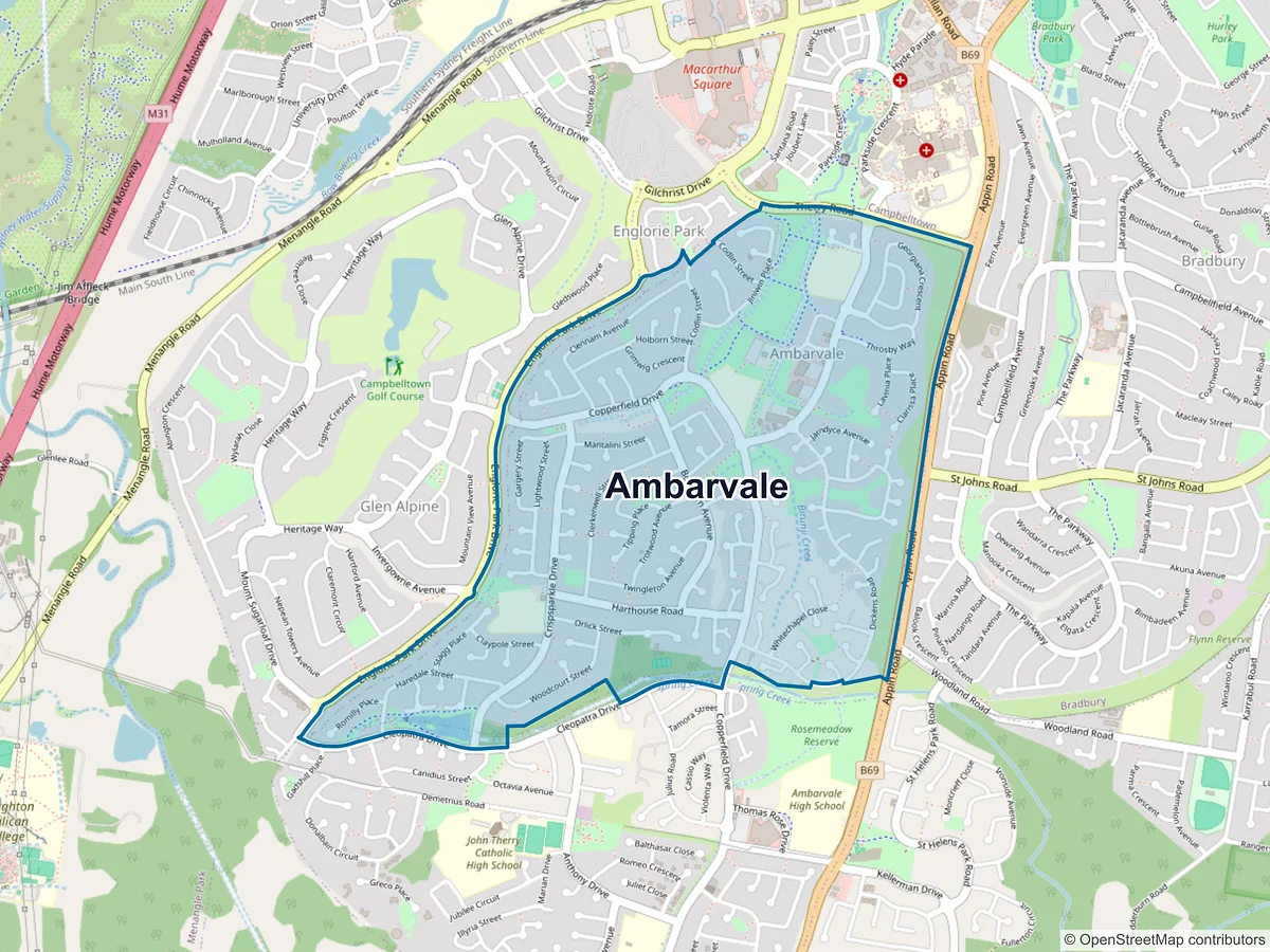 Map of Ambarvale, NSW, Australia