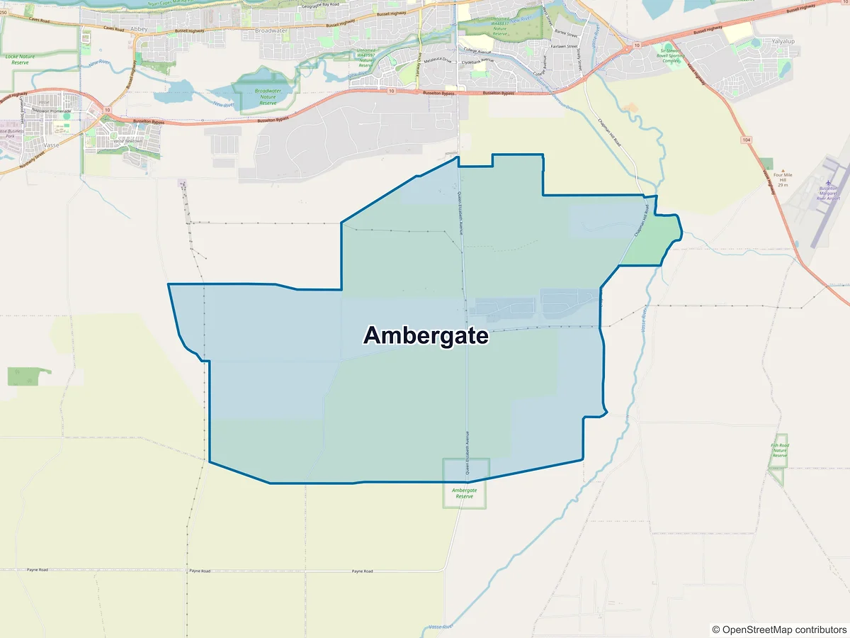 Map of Ambergate, WA, Australia