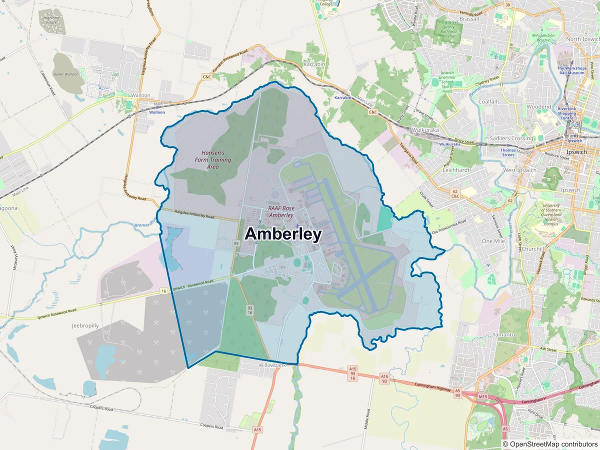 Map of Amberley, QLD, Australia