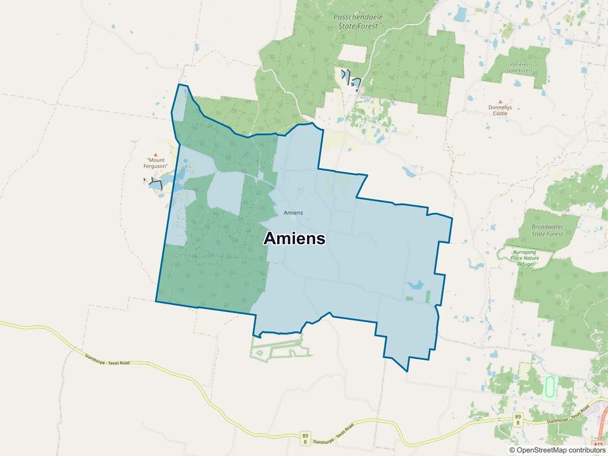 Map of Amiens, QLD, Australia