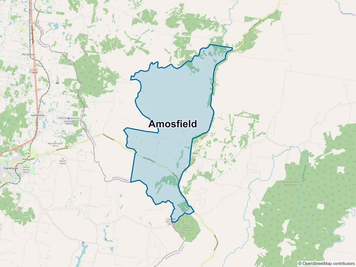 Map of Amosfield, NSW, Australia