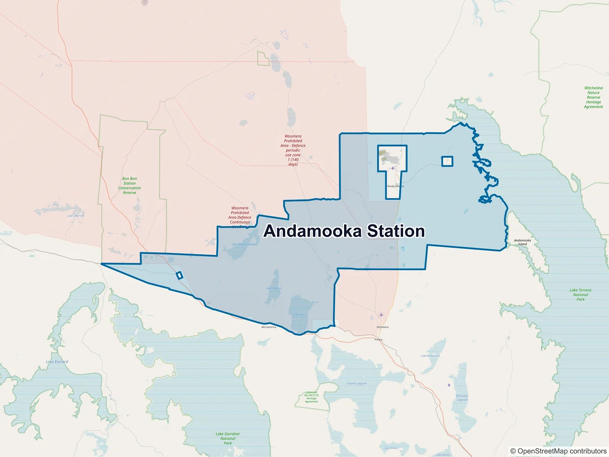 Map of Andamooka Station, SA, Australia