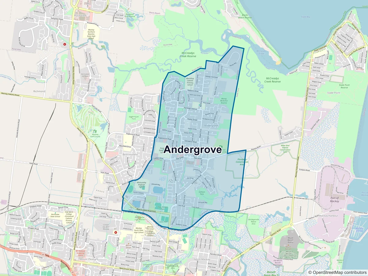 Map of Andergrove, QLD, Australia