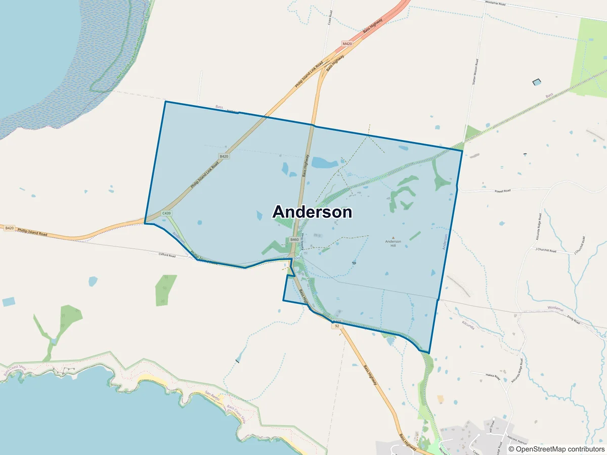 Map of Anderson, VIC, Australia