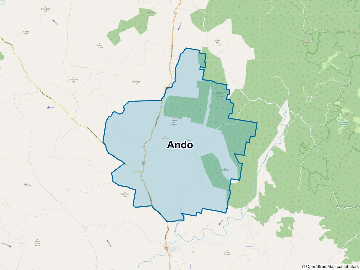 Map of Ando, NSW, Australia