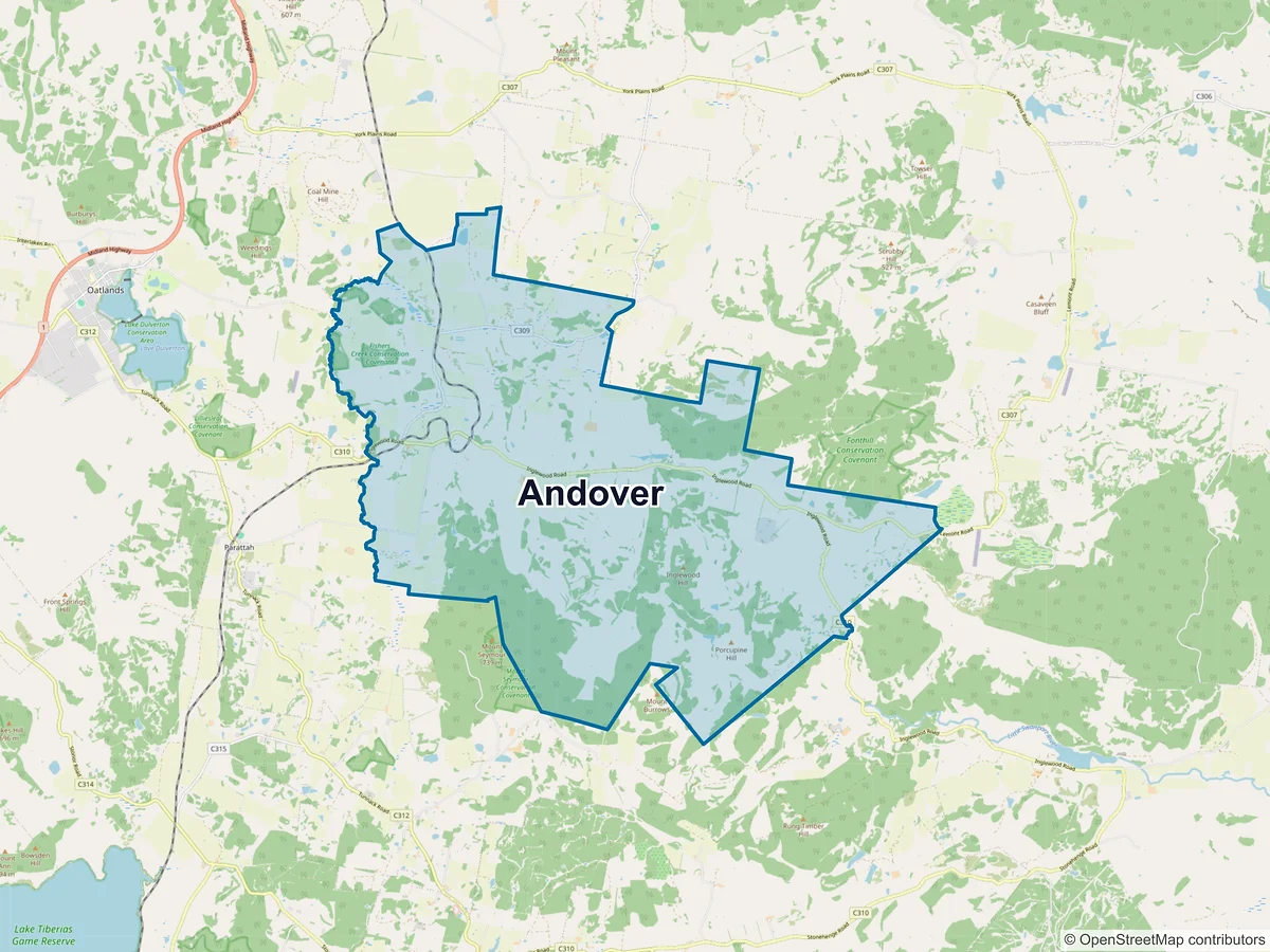 Map of Andover, TAS, Australia