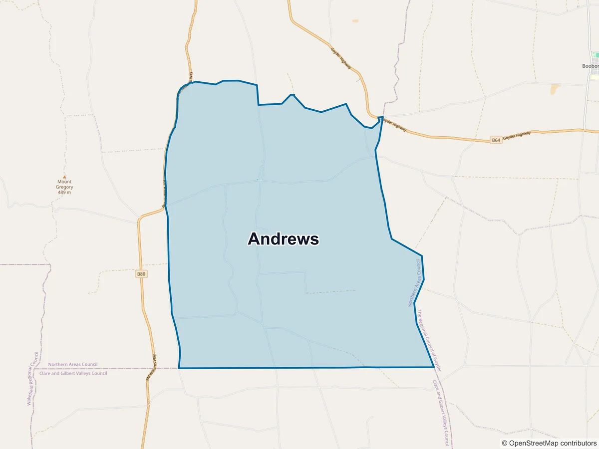 Map of Andrews, SA, Australia