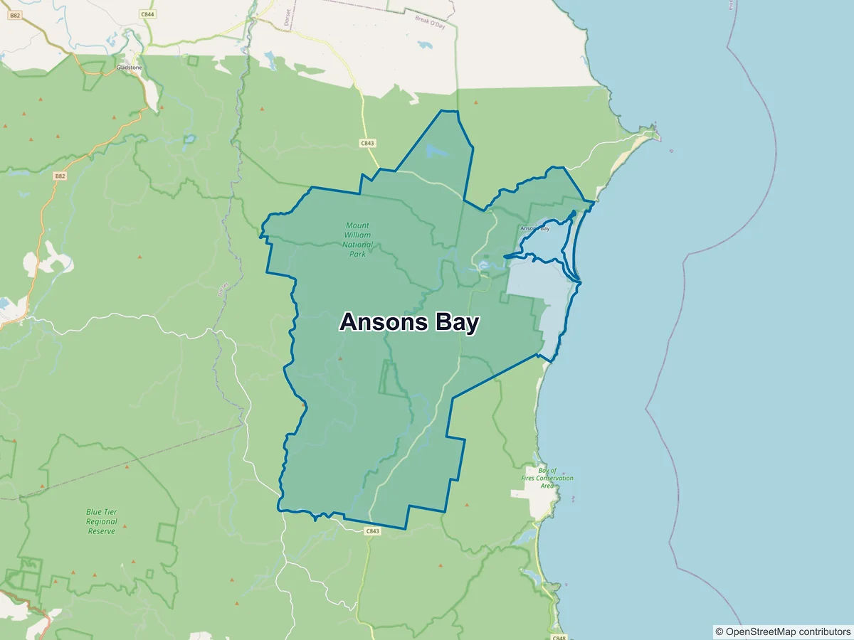 Map of Ansons Bay, TAS, Australia