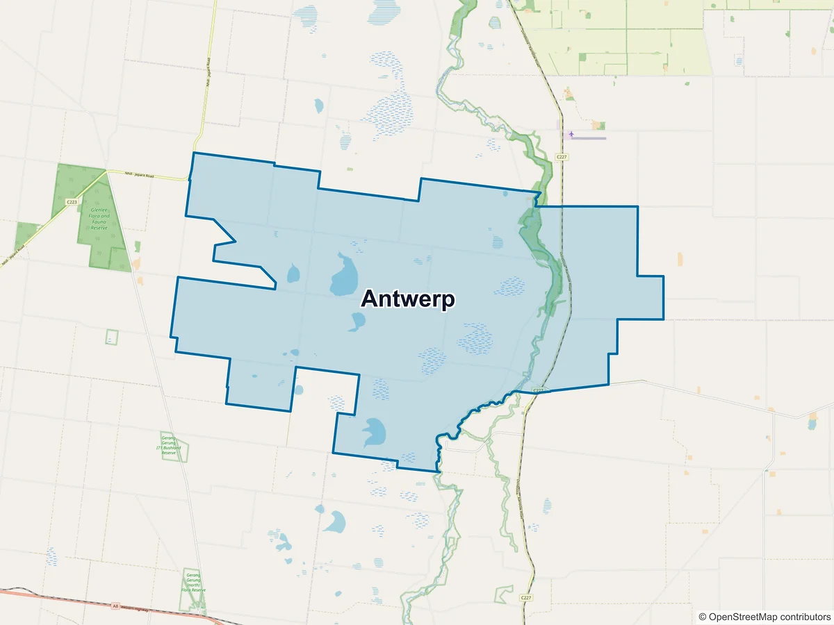 Map of Antwerp, VIC, Australia
