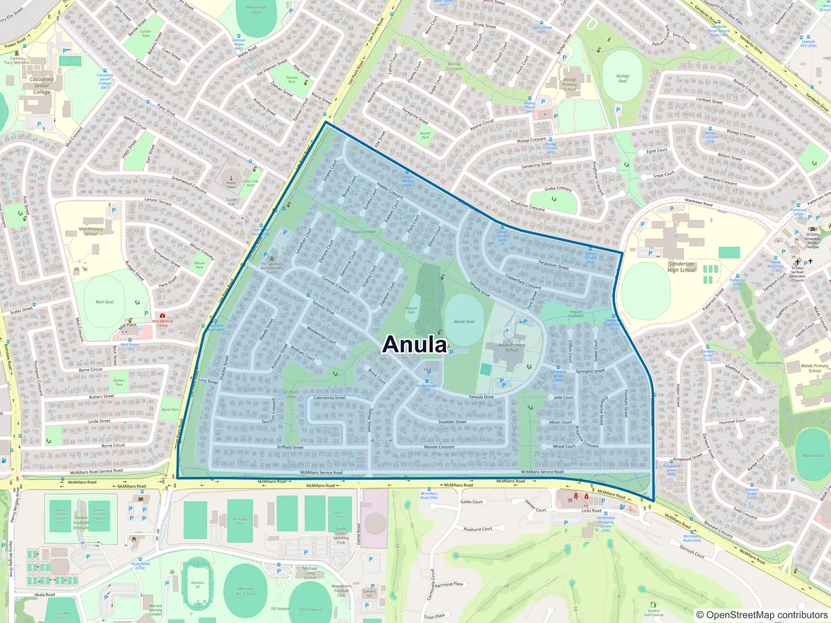 Map of Anula, NT, Australia