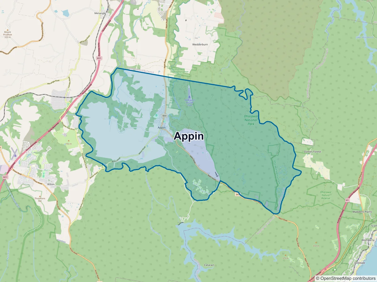 Map of Appin, NSW, Australia