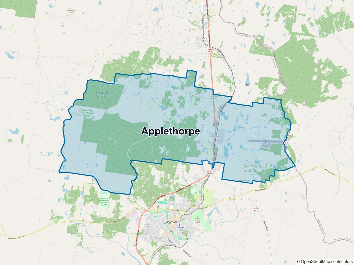 Map of Applethorpe, QLD, Australia