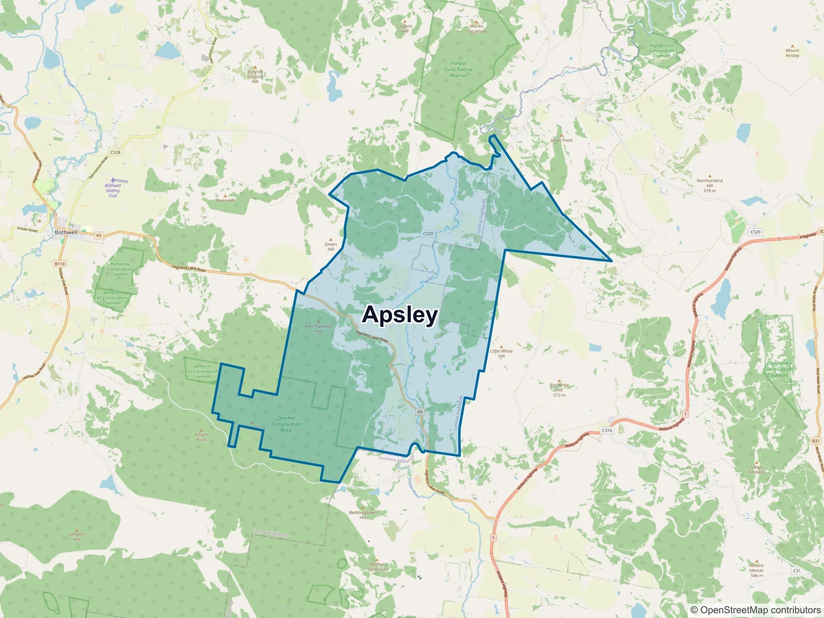 Map of Apsley, TAS, Australia