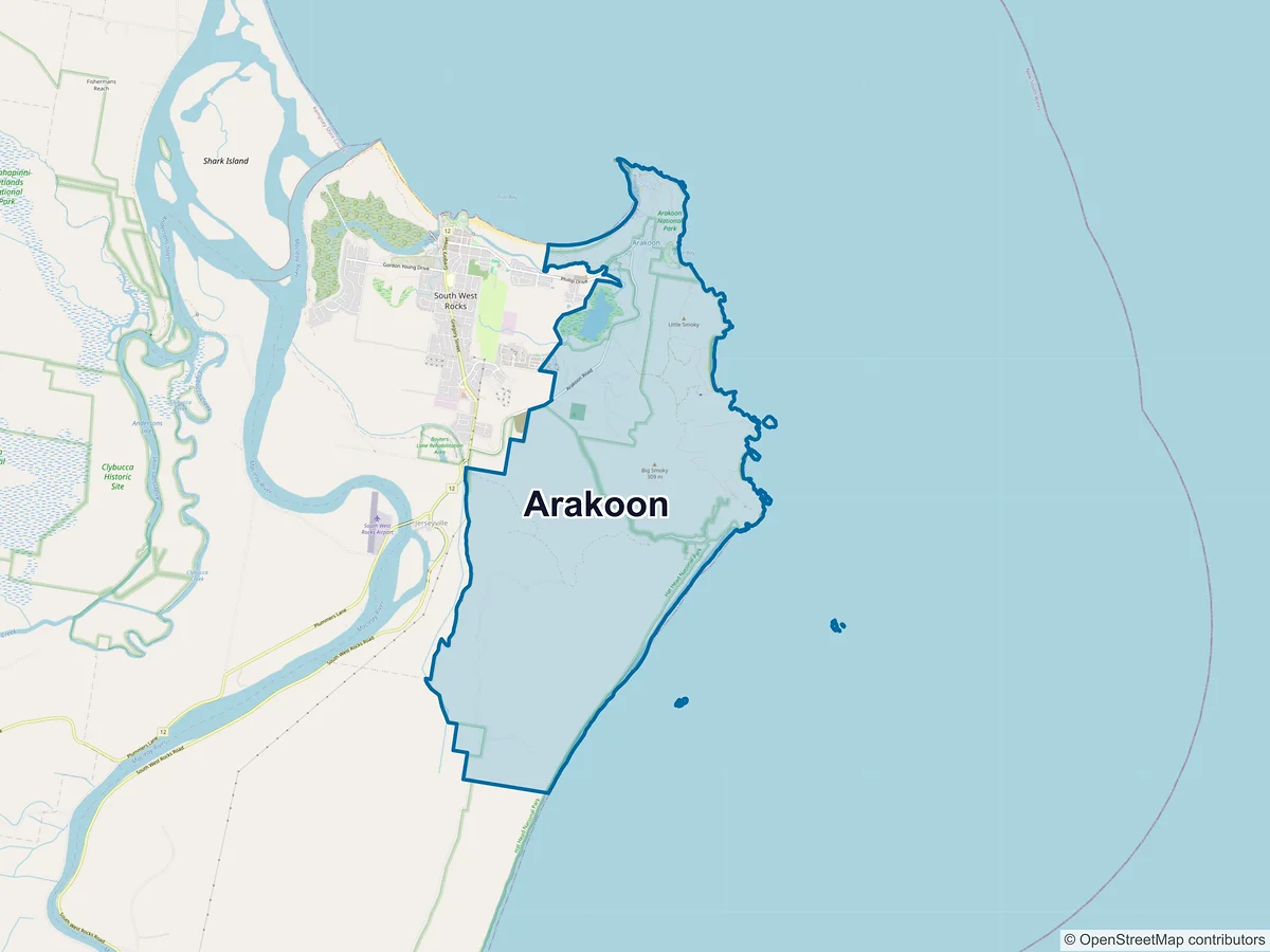 Map of Arakoon, NSW, Australia