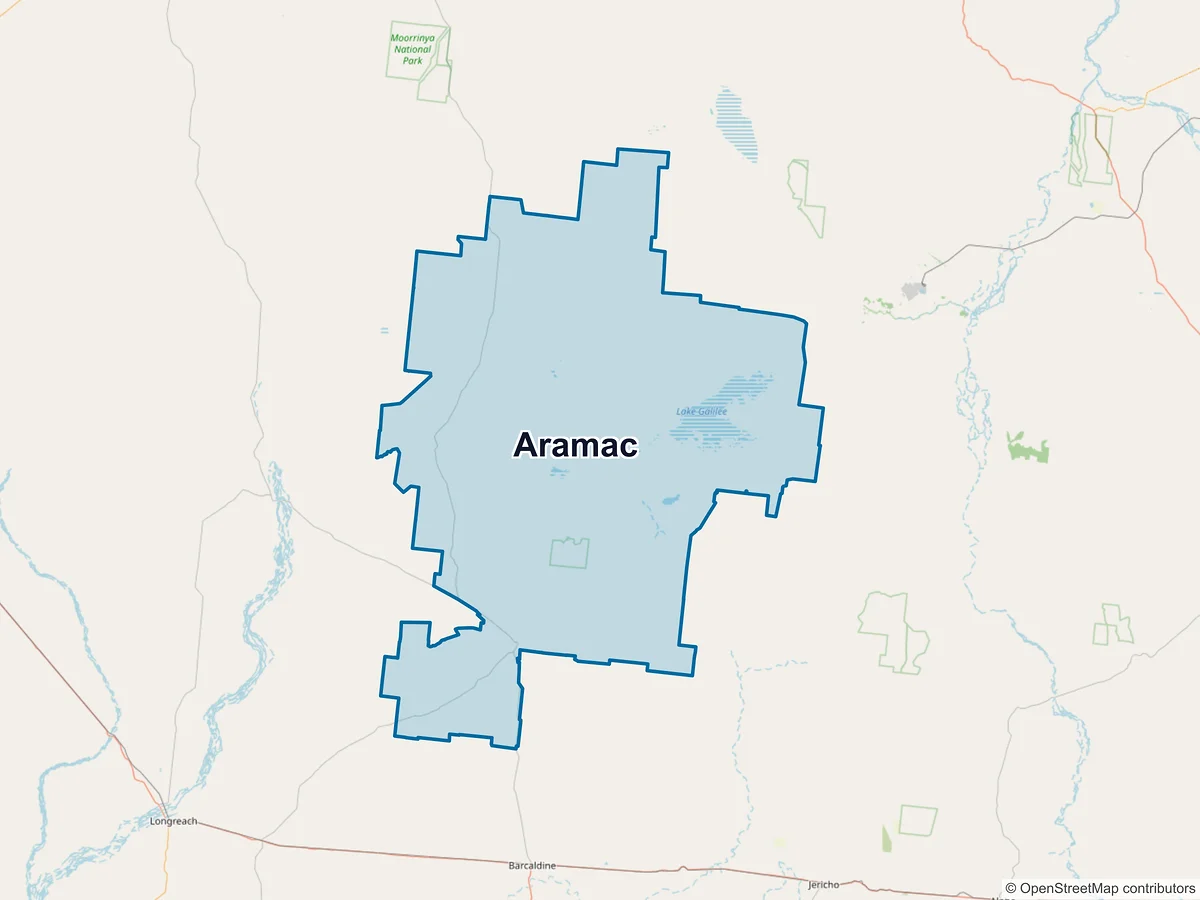 Map of Aramac, QLD, Australia