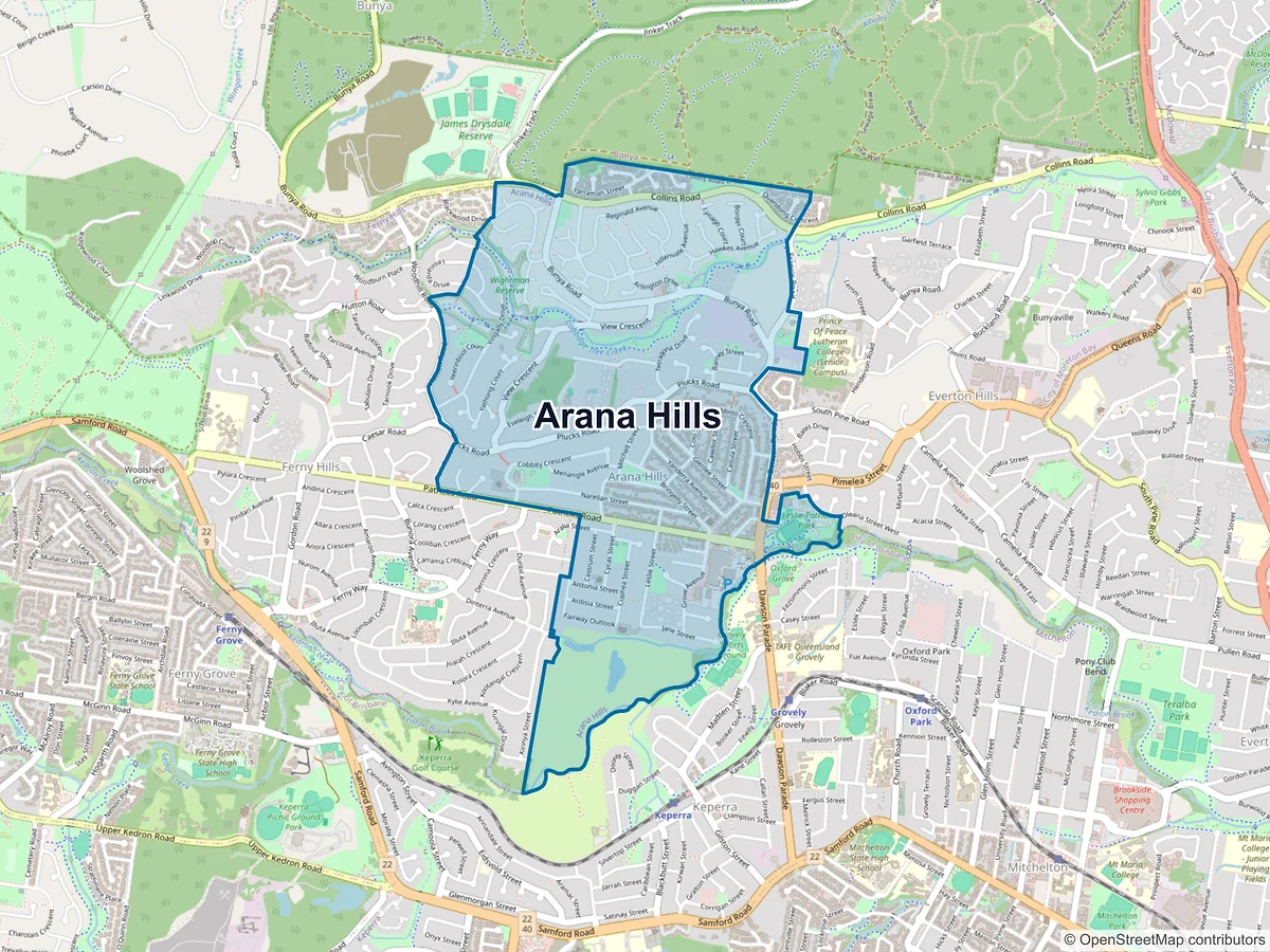 Map of Arana Hills, QLD, Australia