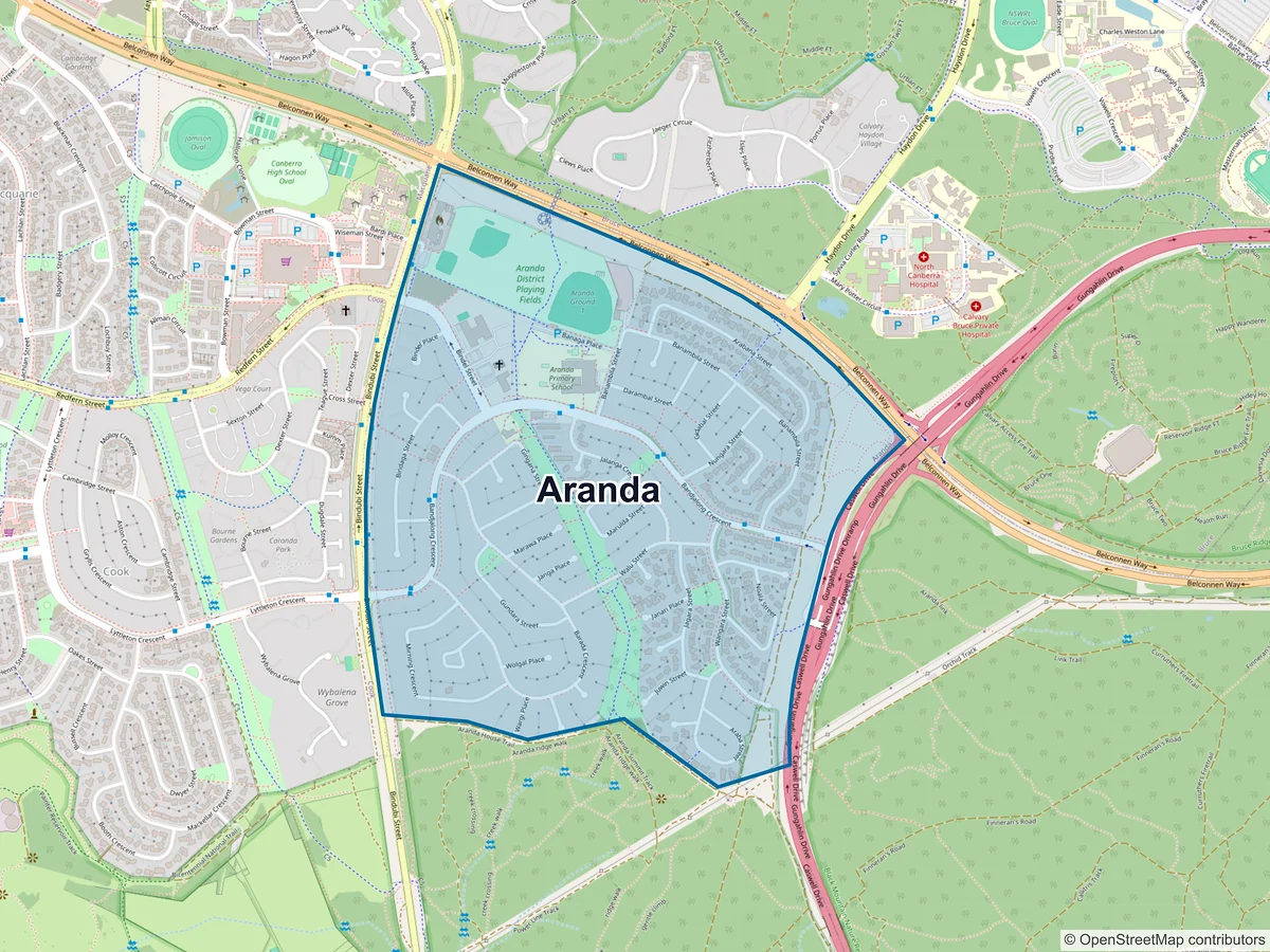 Map of Aranda, ACT, Australia
