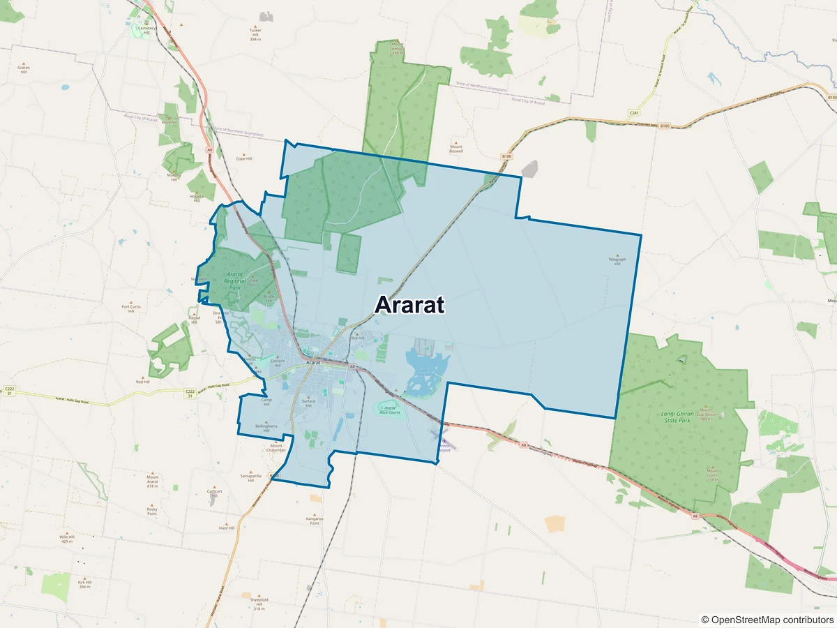 Map of Ararat, VIC, Australia