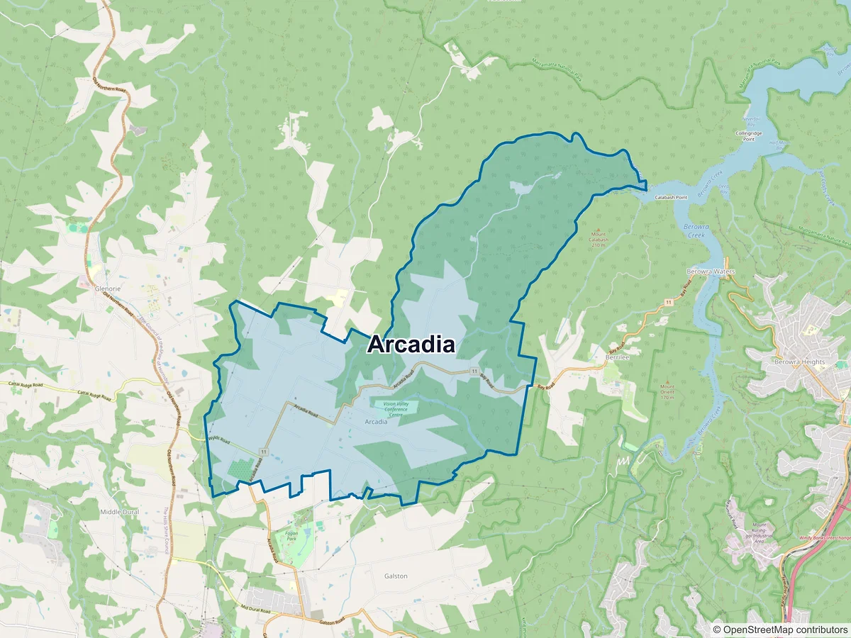 Map of Arcadia, NSW, Australia