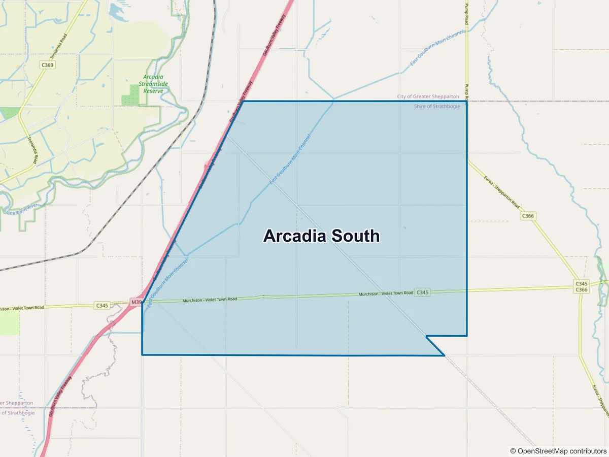 Map of Arcadia South, VIC, Australia