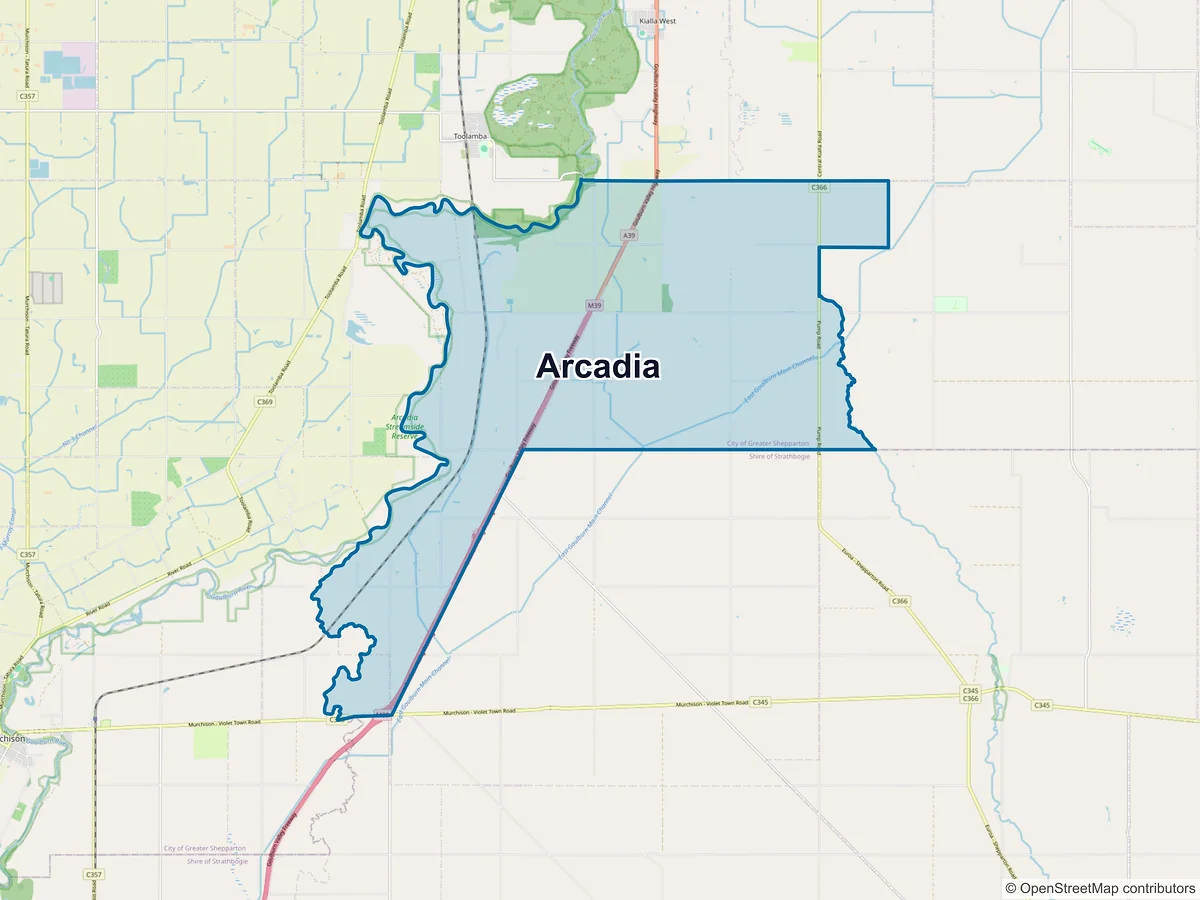 Map of Arcadia, VIC, Australia