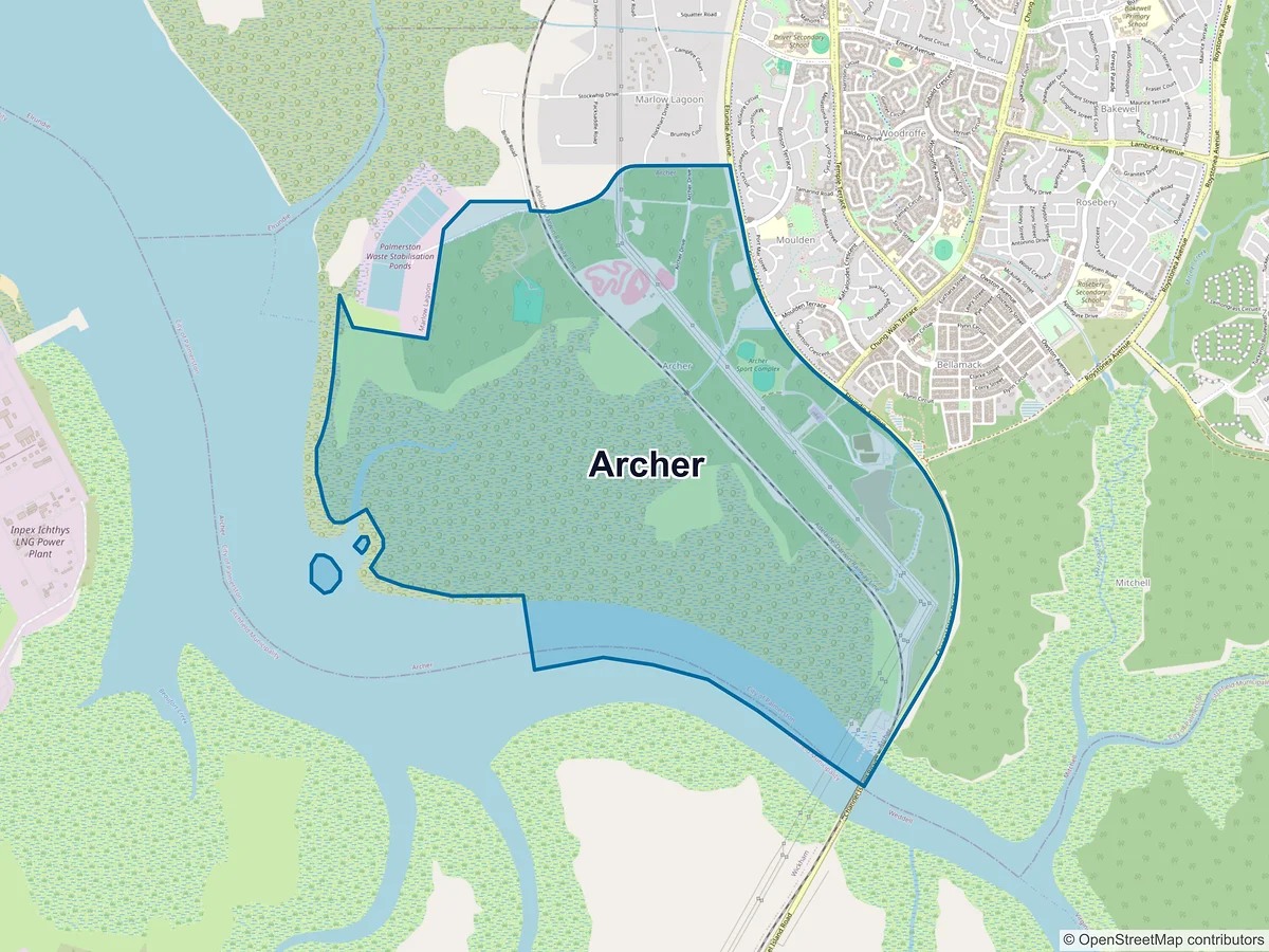 Map of Archer, NT, Australia