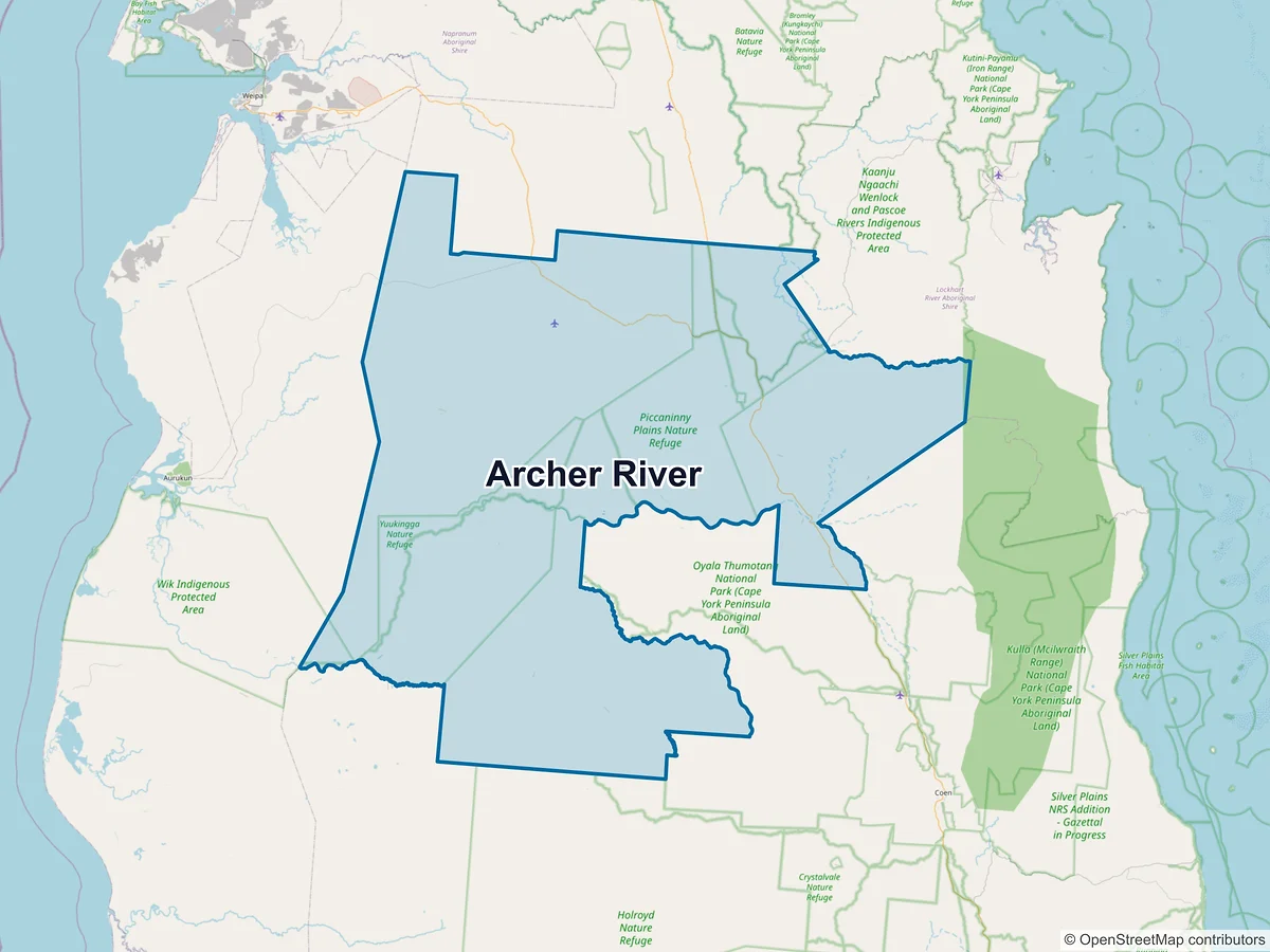 Map of Archer River, QLD, Australia