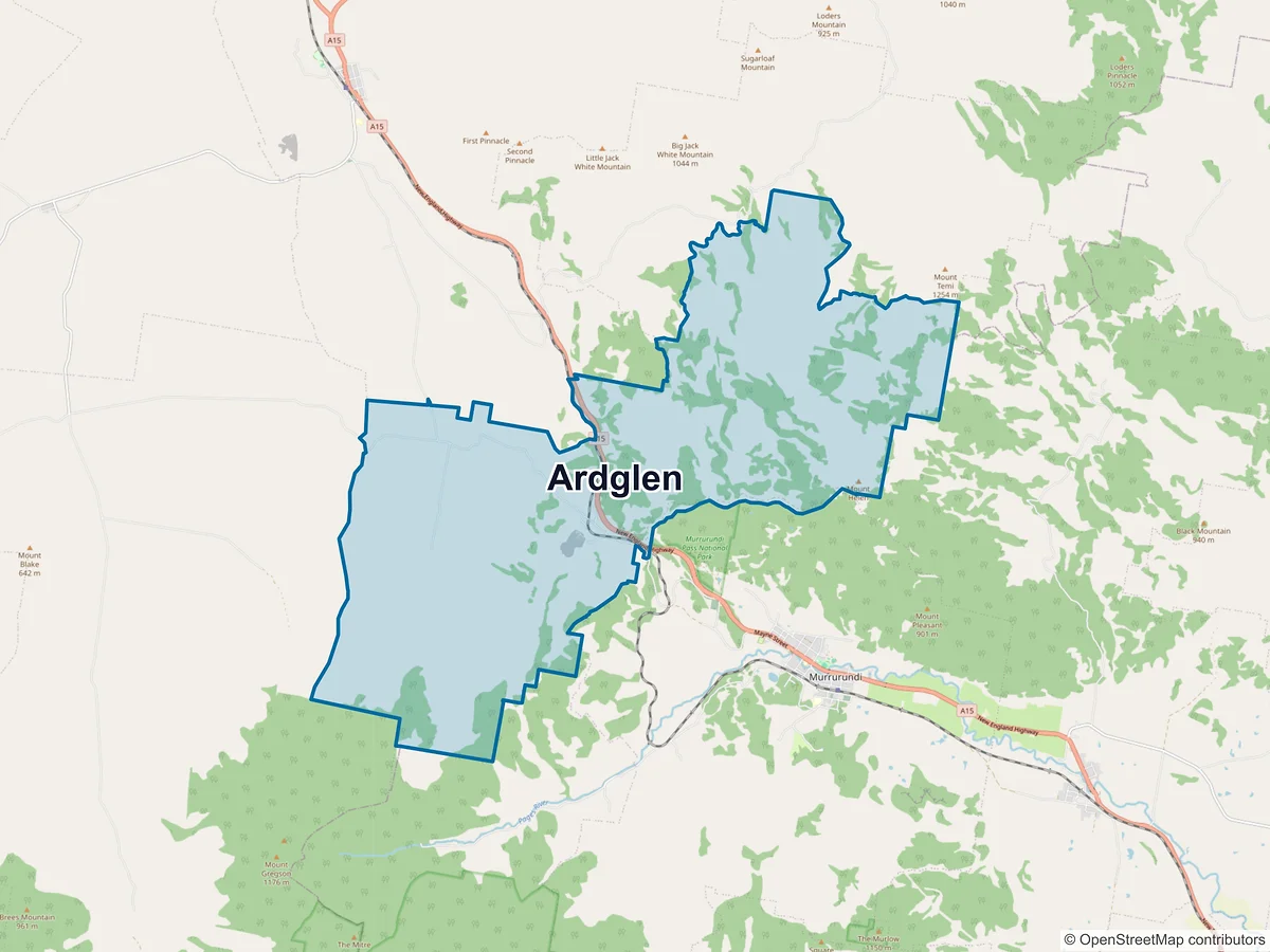 Map of Ardglen, NSW, Australia