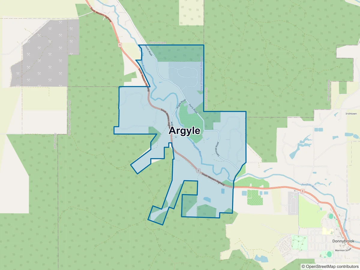 Map of Argyle, WA, Australia