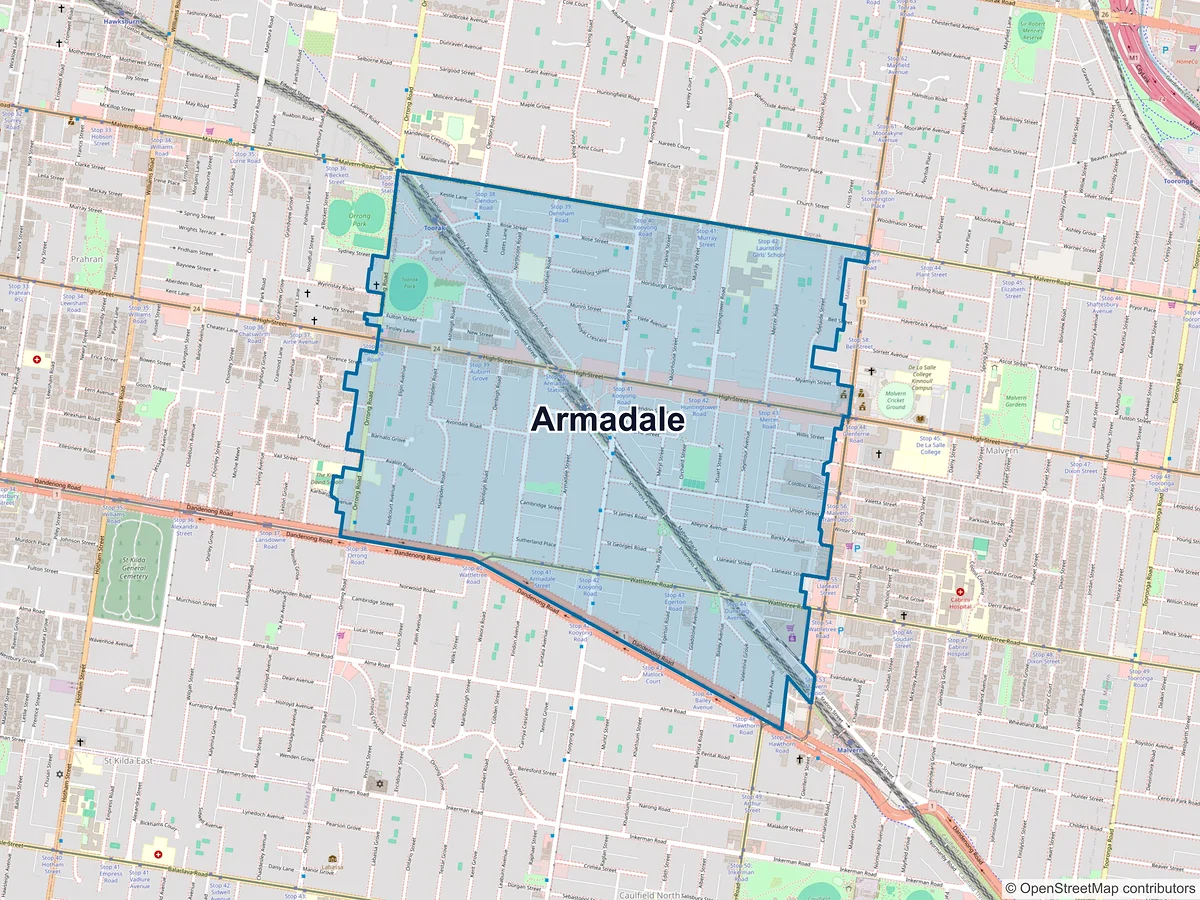 Map of Armadale, VIC, Australia