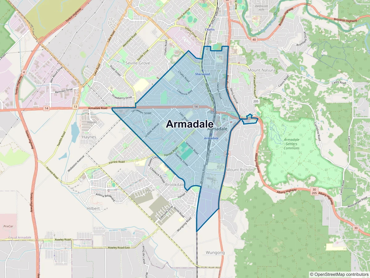 Map of Armadale, WA, Australia