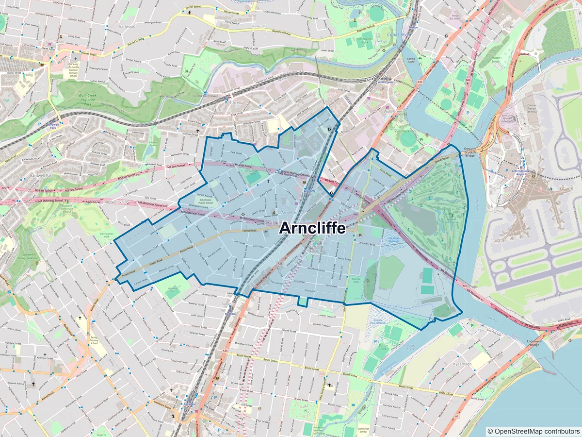 Map of Arncliffe, NSW, Australia