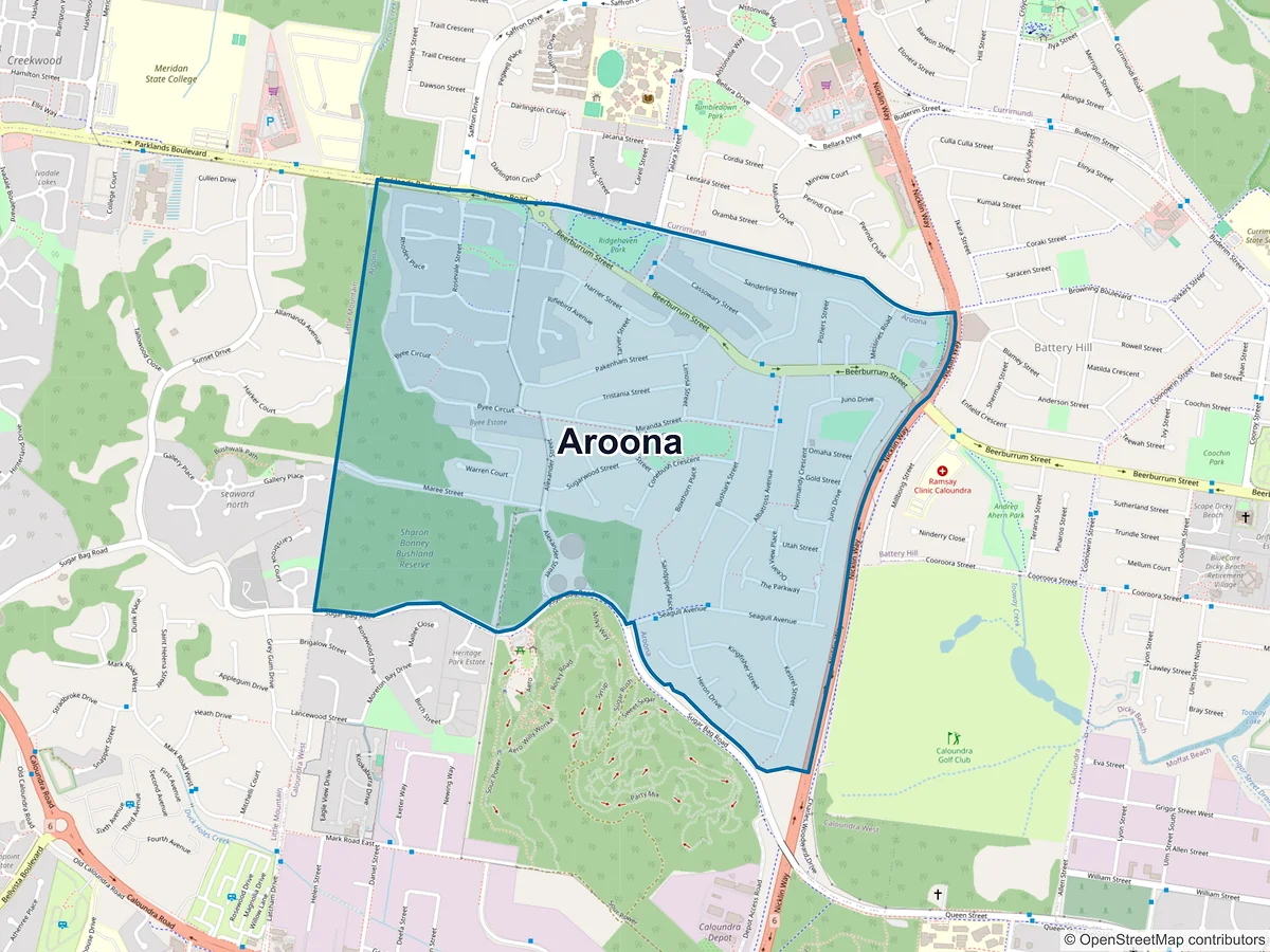 Map of Aroona, QLD, Australia