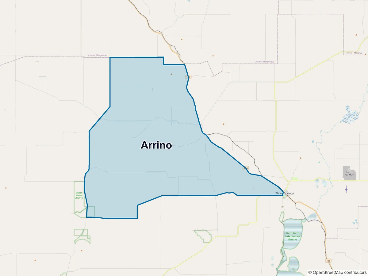 Map of Arrino, WA, Australia