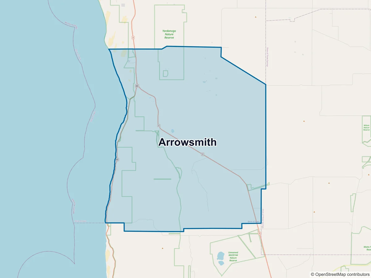 Map of Arrowsmith, WA, Australia