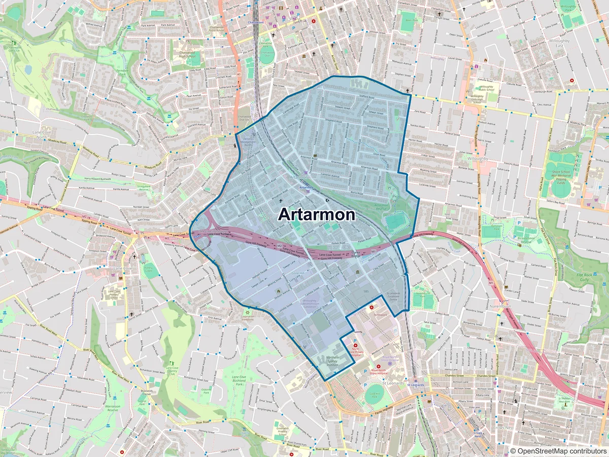 Map of Artarmon, NSW, Australia