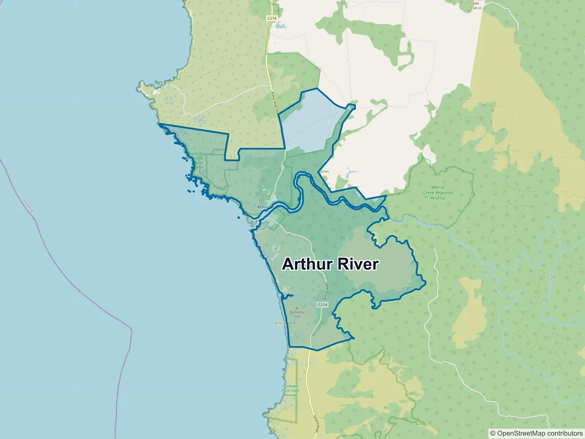 Map of Arthur River, TAS, Australia