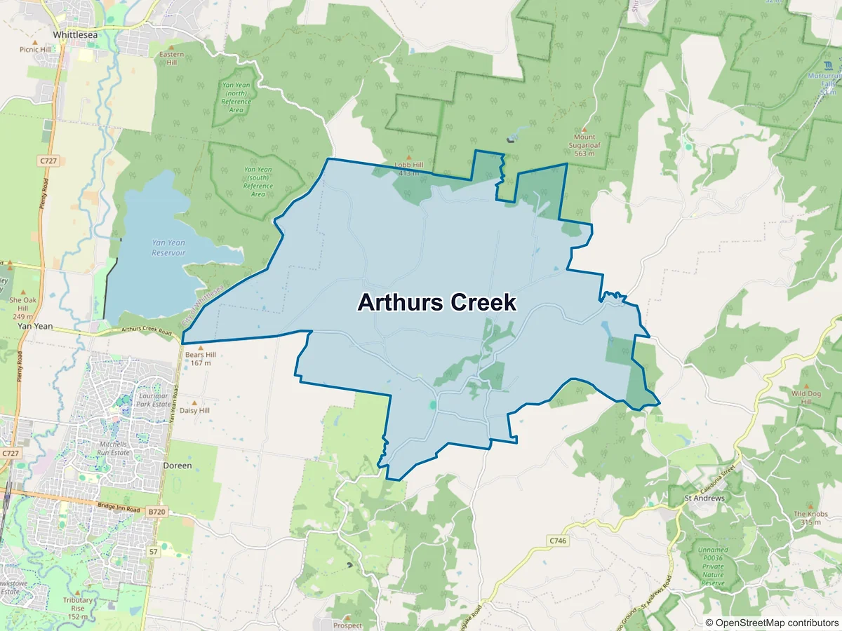 Map of Arthurs Creek, VIC, Australia