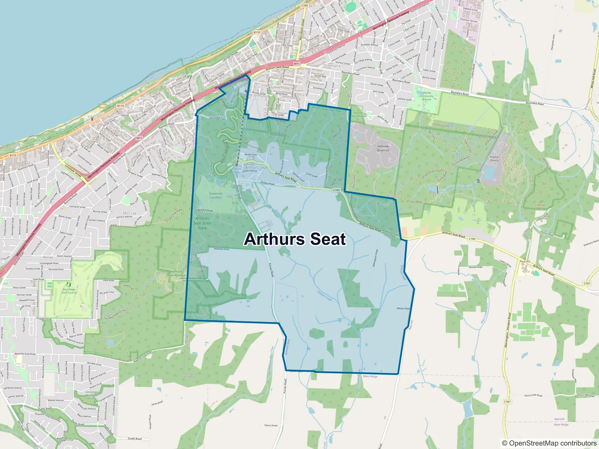 Map of Arthurs Seat, VIC, Australia