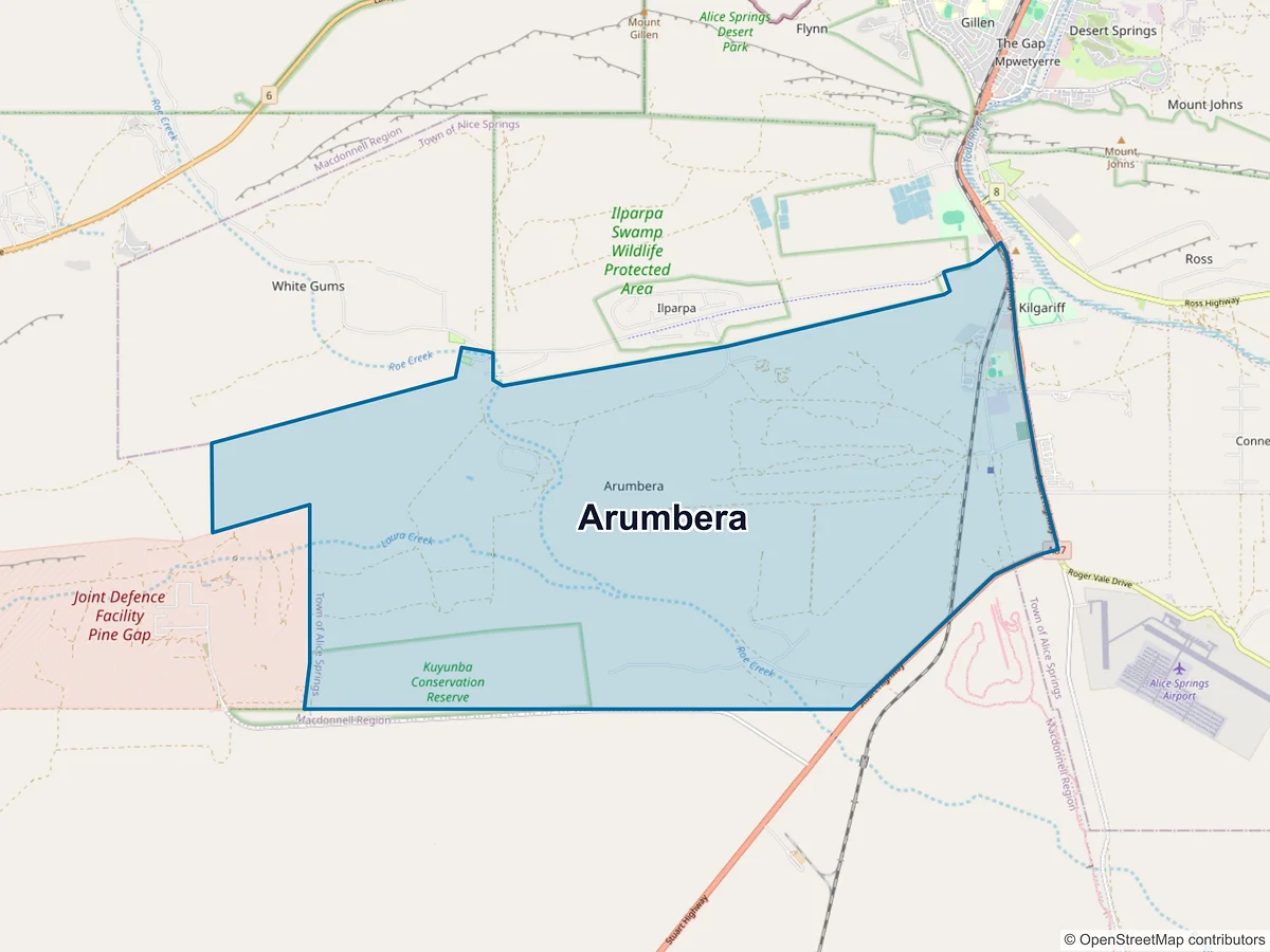 Map of Arumbera, NT, Australia