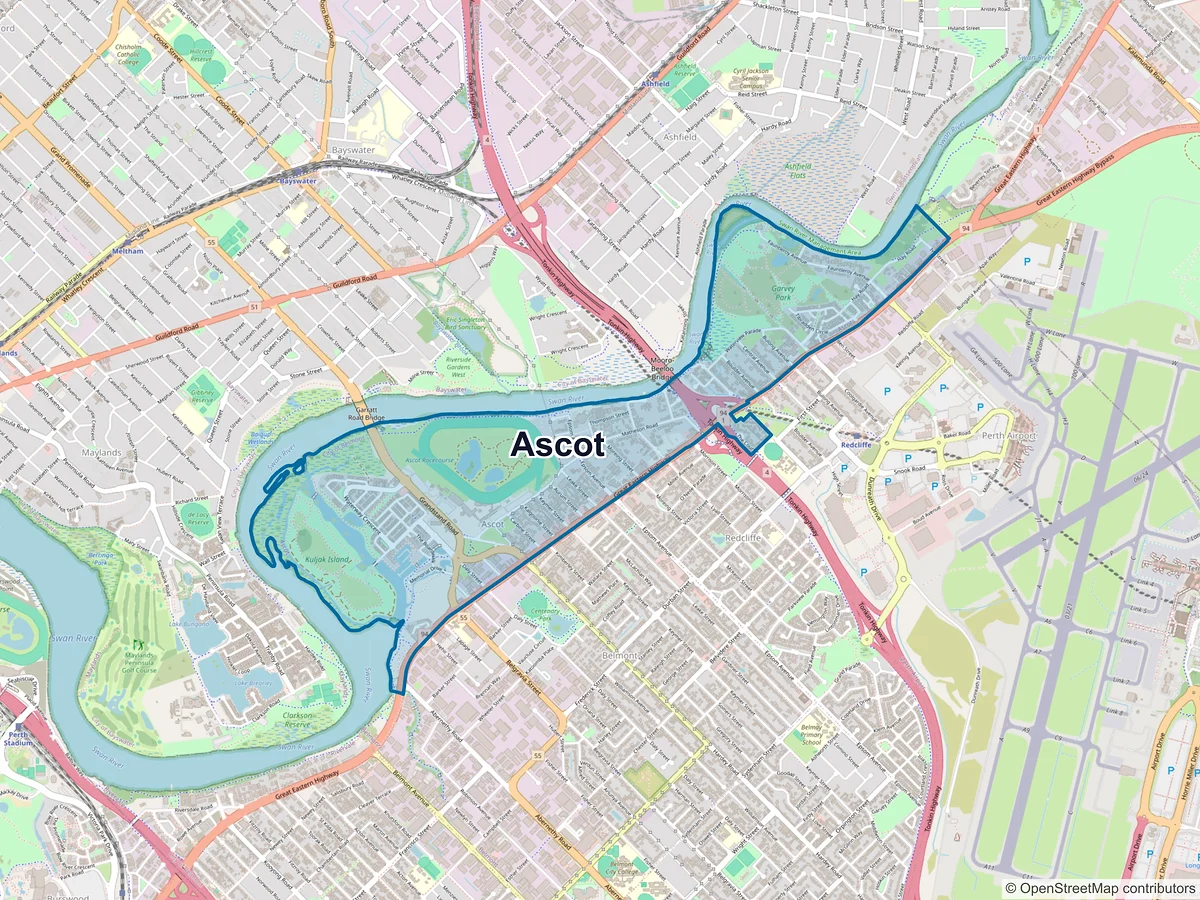 Map of Ascot, WA, Australia