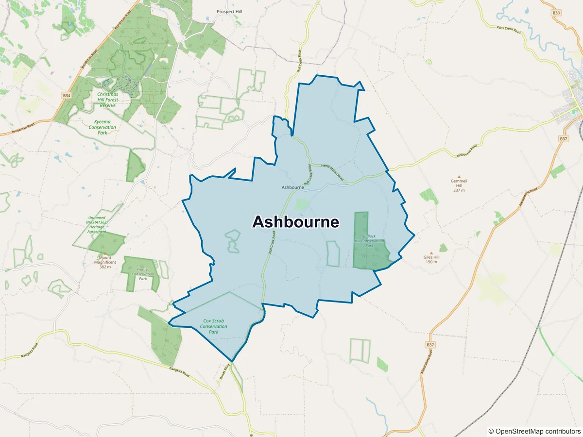 Map of Ashbourne, SA, Australia