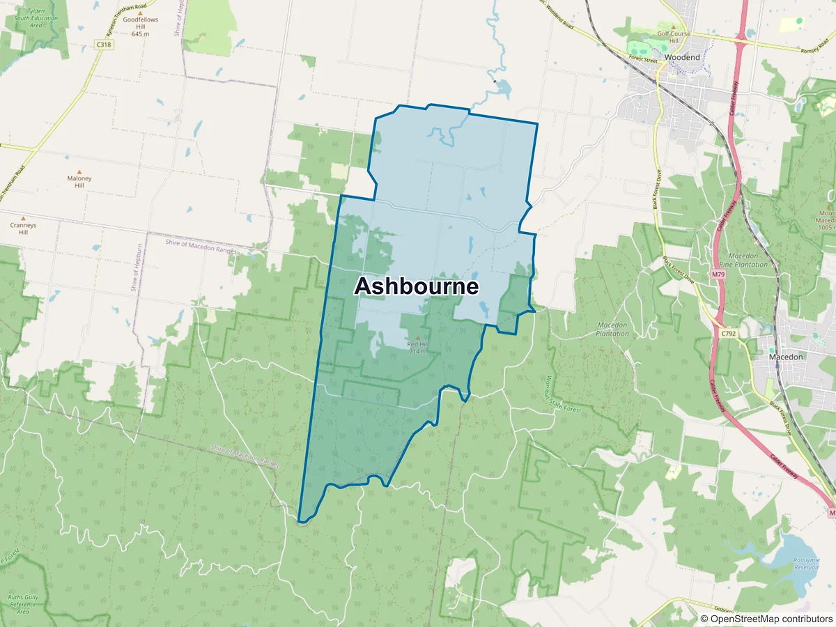 Map of Ashbourne, VIC, Australia