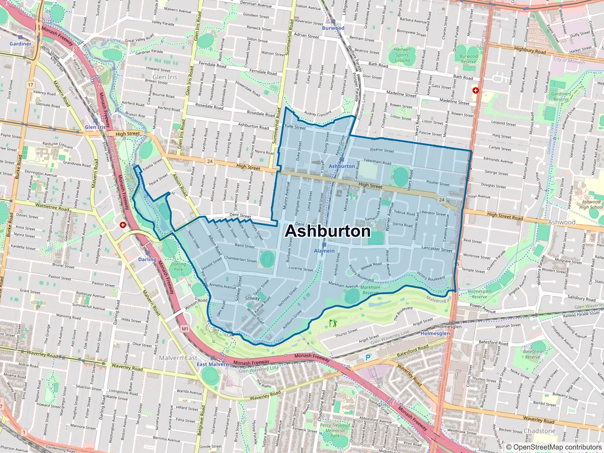 Map of Ashburton, VIC, Australia