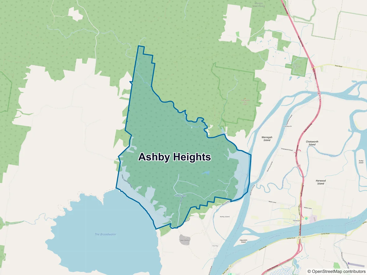 Map of Ashby Heights, NSW, Australia