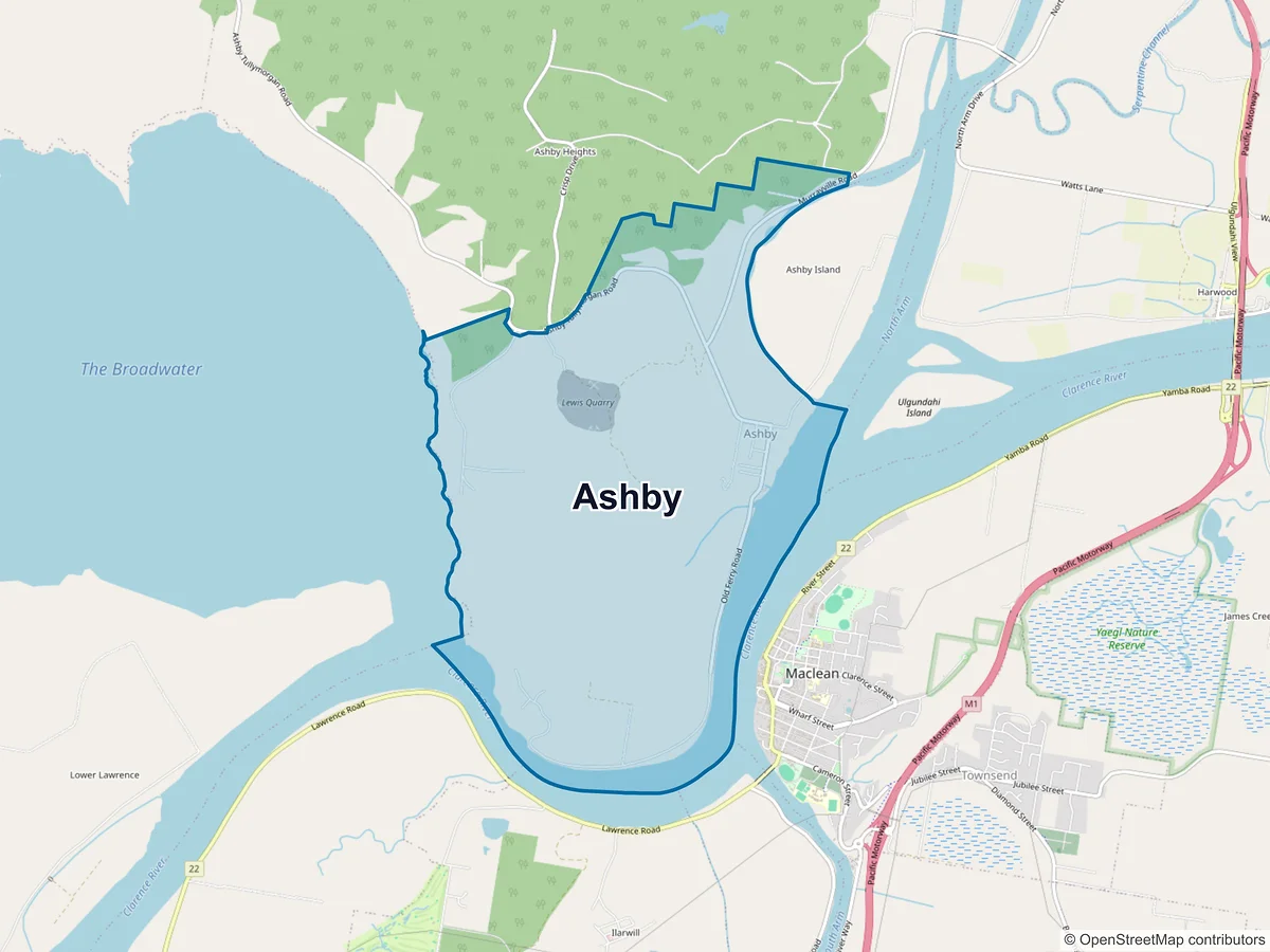 Map of Ashby, NSW, Australia
