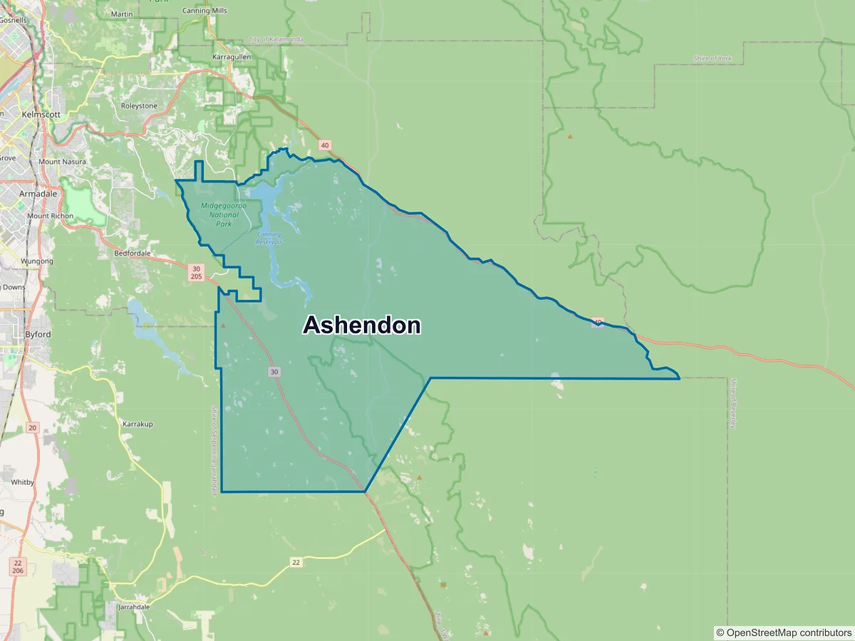 Map of Ashendon, WA, Australia