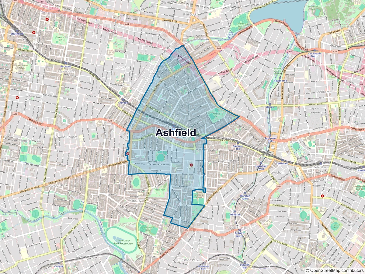Map of Ashfield, NSW, Australia